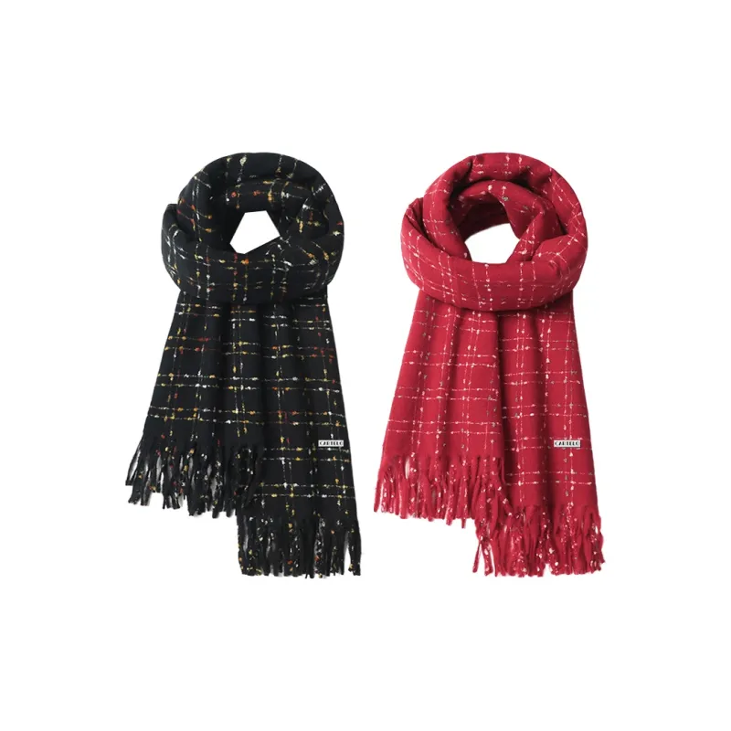 CARTELO Polyester Knit Scarves Unisex Black/White/Red/Pink-6