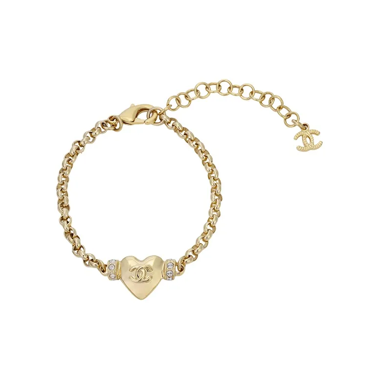 CHANEL Metal Rhinestone Bracelets Women's Gold-1