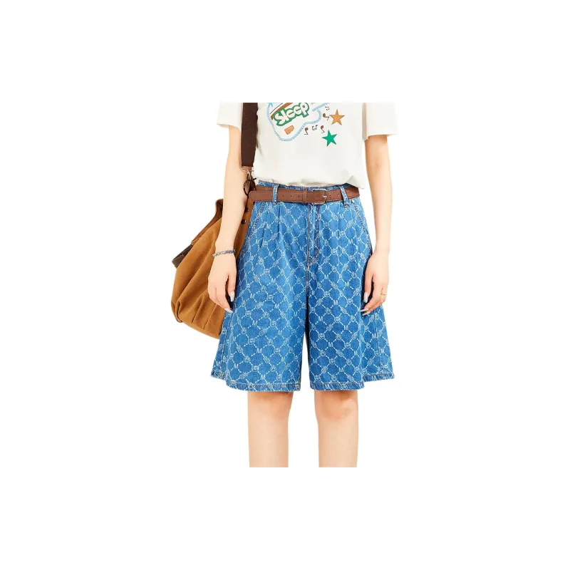 MUGUOGUOMU Denim Shorts Women's Denim Blue-4