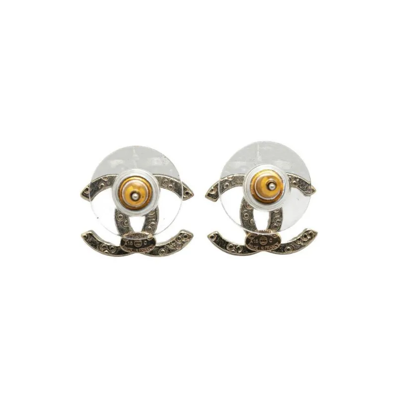 CHANEL Pre-Owned 2010-2023  Plated Faux Pearl CC Push Back Costume Earrings-1