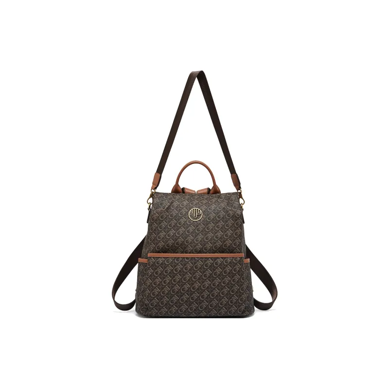 Geshiman PVC Backpack Regular Unisex Coffee/Ecru-4