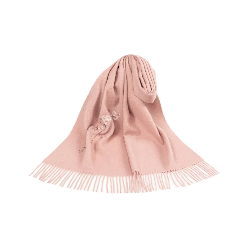 Shanghai Story 100% Sheep Wool Small Shawl Knit Scarves Women's Dark Fragrant Plum 5 Colors Available-6