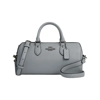 COACH Rowan Litchi Grain Leather Shoulder Bag Crossbody Bag Handbag Medium Size Women's Gray Blue