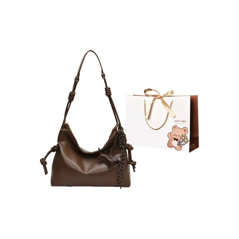 ERANGBEAR PU Shoulder Bag Women's Coffee/Black/Dark Khaki/Brown-5