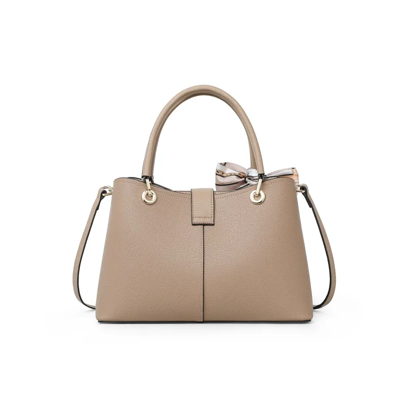 C°BANNER Split Cow Leather With Synthetic Leather Handbag Regular Women's Khaki/Red-2