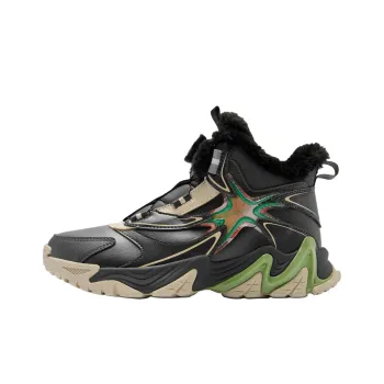 QIAODAN Crampons 3.0 Slip Resistant, Abrasion Resistant, Thermal High Top Kids Lifestyle Shoes Black Gray Teenagers
