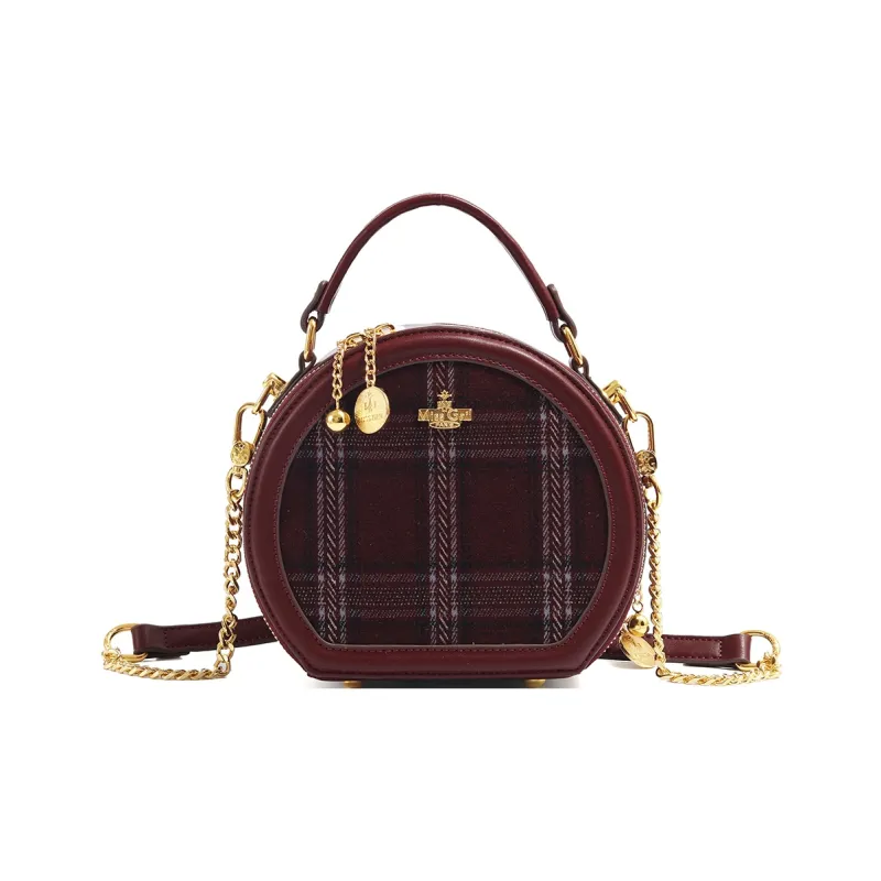 MISS GAIL Synthetic Leather Shoulder Bag Crossbody Bag Handbag Regular Women's Plaid Red-0