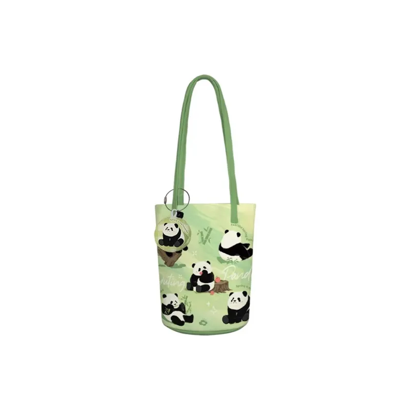 AOSONG Suede Tech Fabric Shoulder Bag Unisex Panda In The Spring Green-14