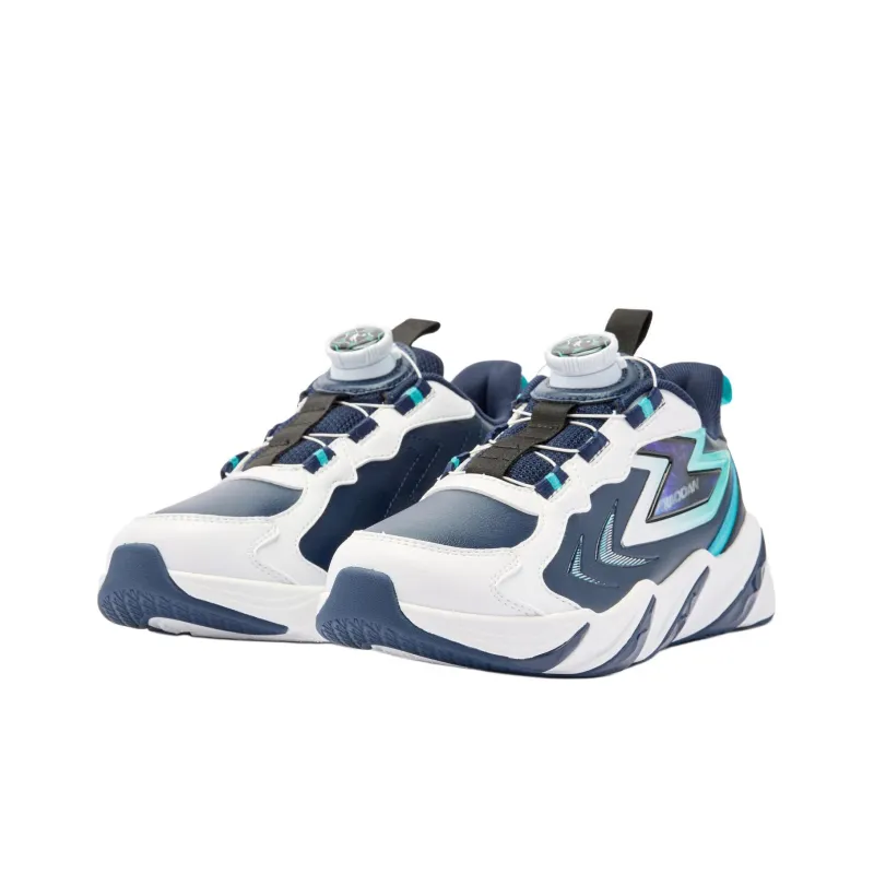 QIAODAN Anti Slip Wear Resistant Low Top Kids' Running Shoes White Blue Teenagers-2