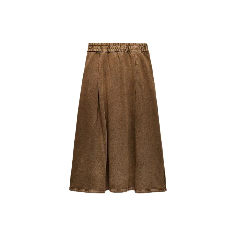 ZARA Casual Long Skirt Women's Brown-1