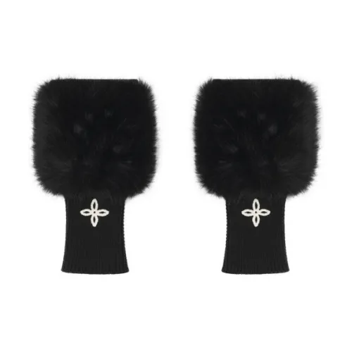 SMFK Knit Cotton Yarn+Faux Fur Fabric Hand Cream Accessories Women's Wilderness Black