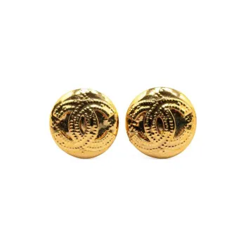 CHANEL 1994 Plated Cc Clip On Earrings Costume Earrings