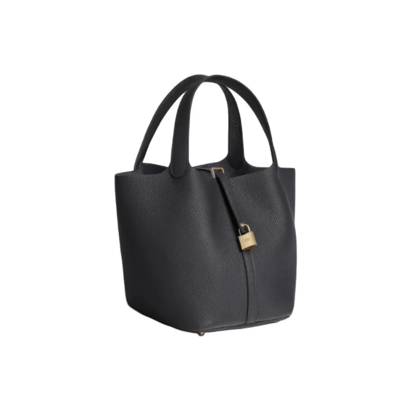 HERMES Picotin Lock Clemence Calfskin Basket Bag, Bucket Bag, Handbag Women's 85 Ardoise Slate Gray-1