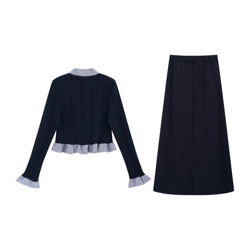 PZGE Skirt Set Women's Navy Blue-1