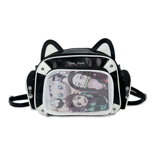 Kaka Tree PU Backpack Students Backpack Backpack Unisex Black