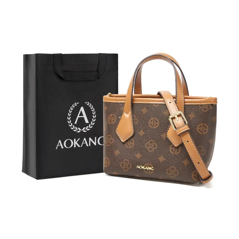 AOKANG PVC Handbag, Shoulder Bag, Bucket Bag, Crossbody Bag, Shoulder Bag Regular Women's Coffee/Ecru-0