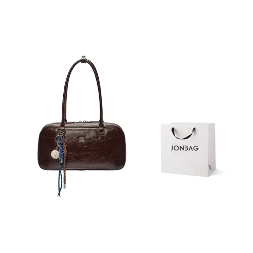 JONBAG Synthetic Leather Shoulder Bags Large Size Women's Burgundy Brown/Honey Brown/Black