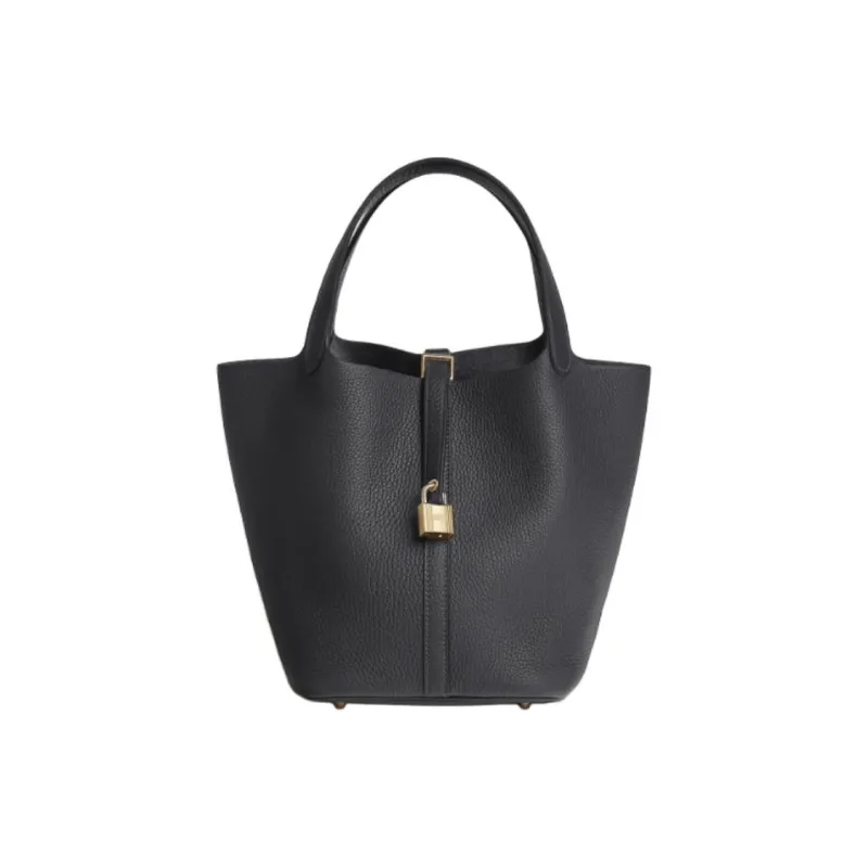 HERMES Picotin Lock Clemence Calfskin Basket Bag, Bucket Bag, Handbag Women's 85 Ardoise Slate Gray-0