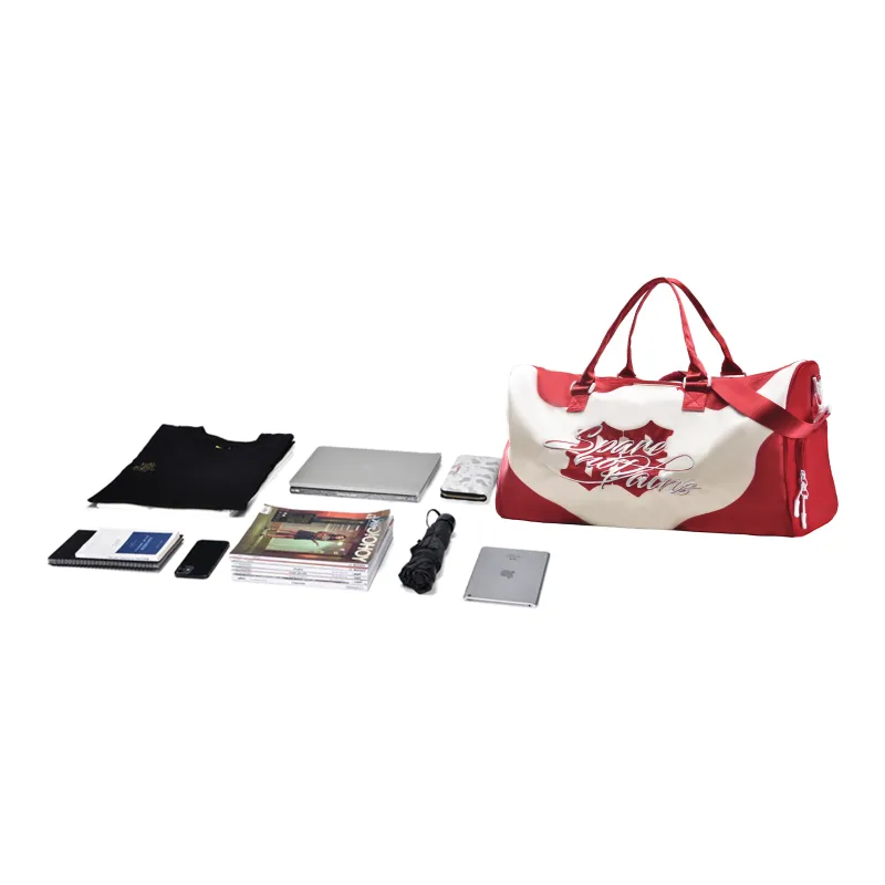Spare No Pains. Polyester Handbag, Travel Bag, Gym Bag Tubas Unisex Red White-5