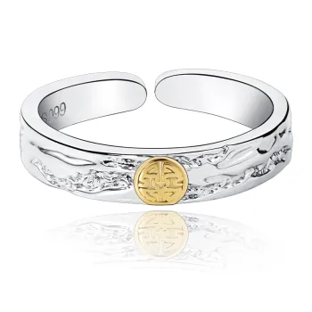 MAGICPOLE 999 Fine Silver Rings Men's Silver, Love Confession Birthday