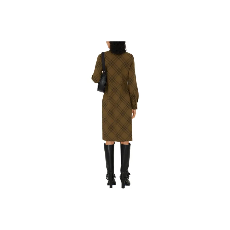Burberry Checked Wool Shirt Dress-2