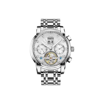 FAIRWHALE Automatic Mechanical Movement Metal Strap Watch Men's Watches White Dial