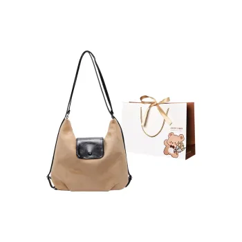 ERANGBEAR PU Backpack One Shoulder Handbag Women's Khaki Leopard Print Coffee