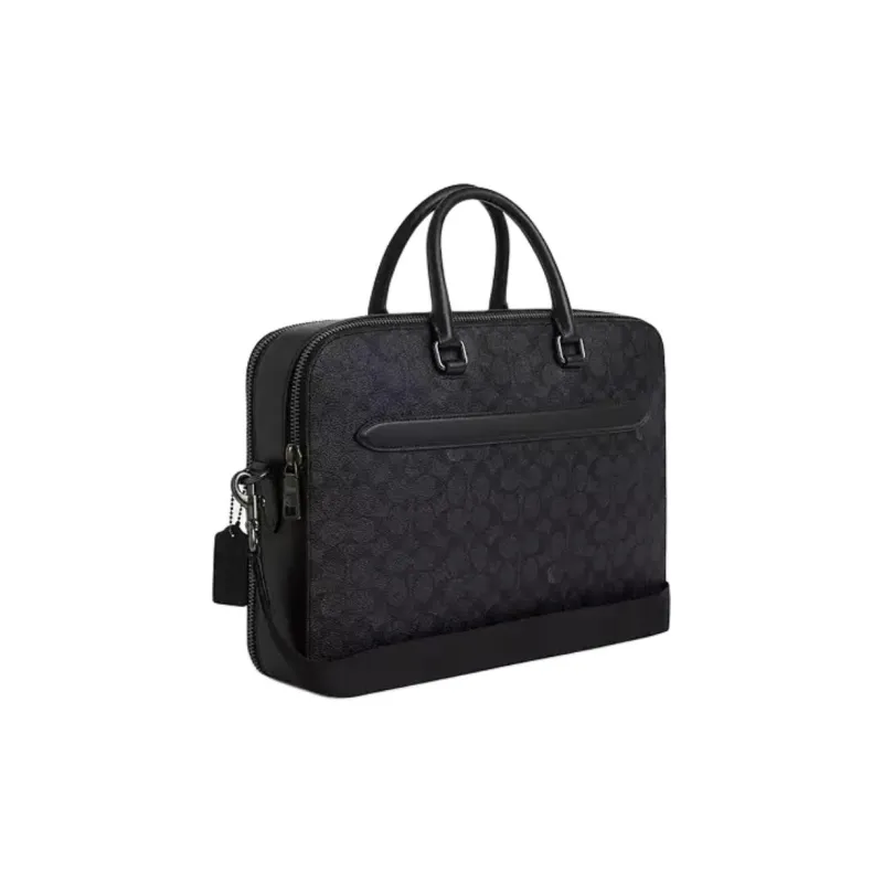 COACH Coated Canvas One Shoulder Crossbody Briefcases Large Size Men's Charcoal Gray-1