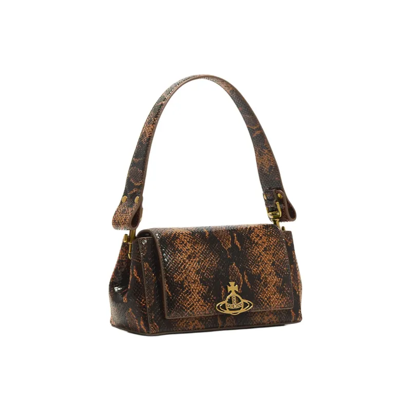 Vivienne Westwood HAZEL Leather One Shoulder Handbag Medium Size Women's Dark Umber-2