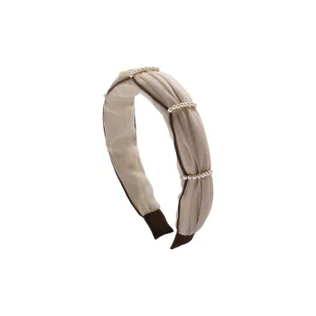 ROYALSASA Silk Chiffon, Faux Pearl, Acrylic Headband Headbands Women's