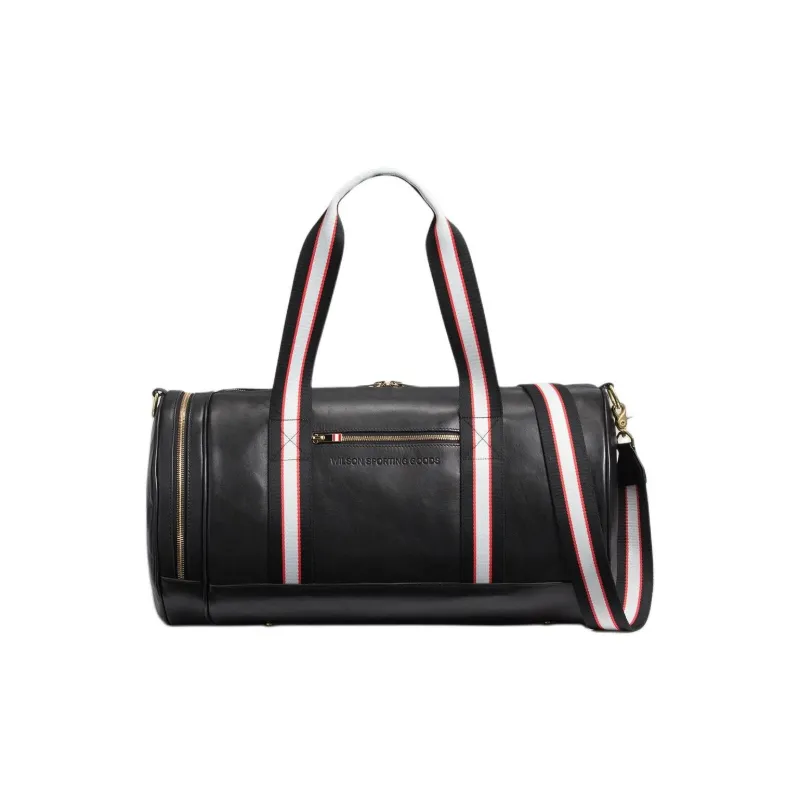 Wilson Leather Portable Travel Bag Unisex Black-0