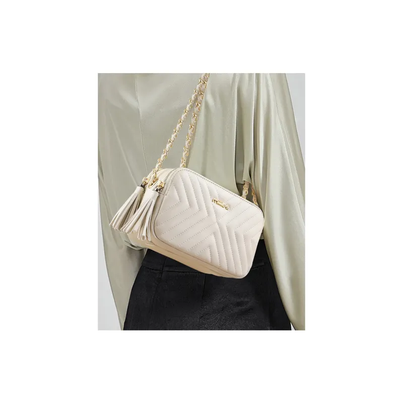 MILLIE'S Cow Leather With Synthetic Leather Underarm Small Square Bag Shoulder Bag Women's Ecru-2