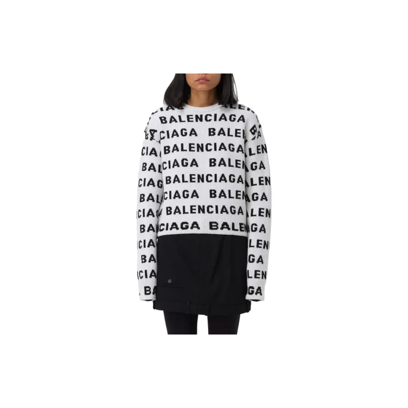 Balenciaga Logo Intarsia Knit Crewneck Jumper-2