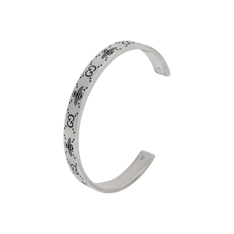 GUCCI Gg And Bee Engraved Cuff Bracelet-2