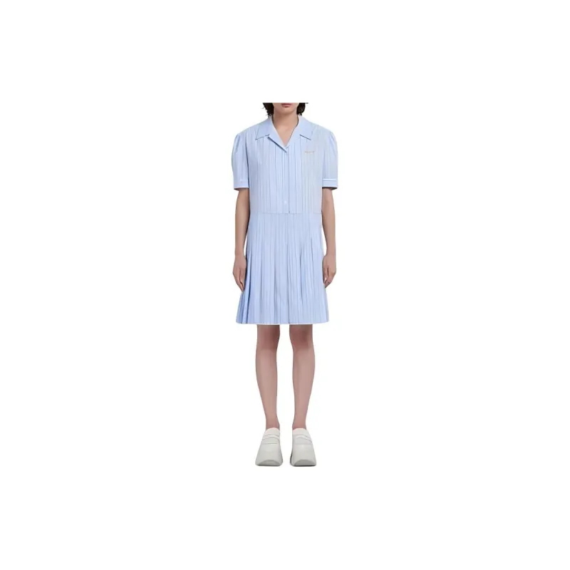 MARNI Short Sleeved Dresses Women's Blue-2