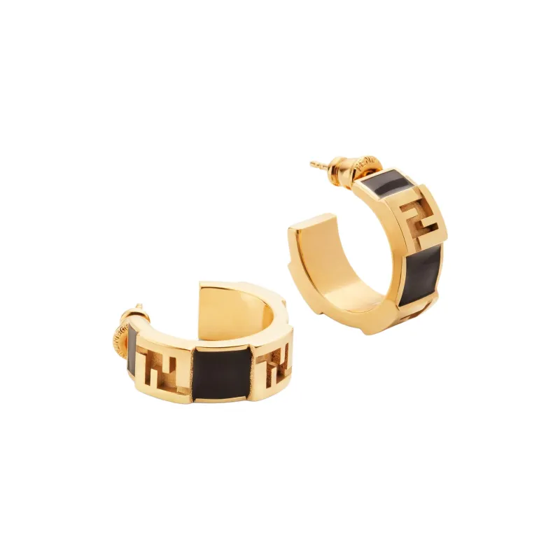 FENDI Brass Earrings Women's Black-2