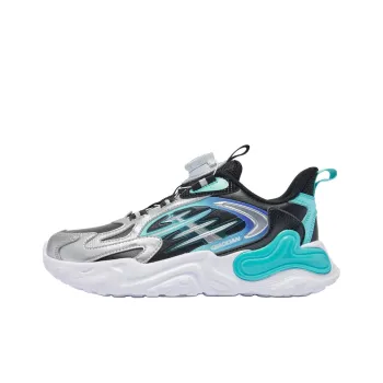 QIAODAN Anti Slip Wear Resistant Low Top Kids Lifestyle Shoes Silver Blue Teenagers