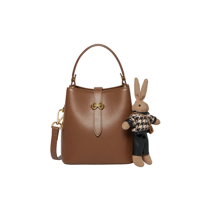 NIUMJ Cow Split Leather Shoulder Bag, Handbag Medium Size Women's Sea Salt White Caramel Brown-5