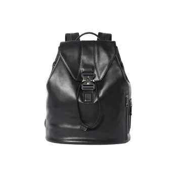 DOSRFINI Cow Leather Student Backpack Laptop Bag Regular Men's Black