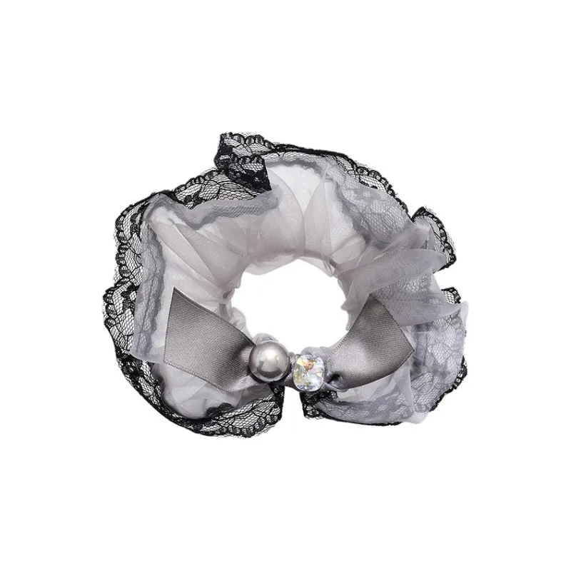 ROYALSASA Silk Chiffon, Faux Pearl, Faux Crystal Hair Tie Women's-3