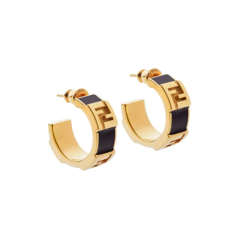 FENDI Brass Earrings Women's Black-0