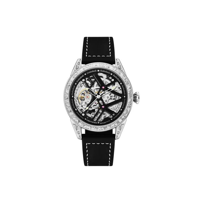 Corriberty Mechanical Movement Leather Strap Watch Men's Watches Cut Out Dial-1