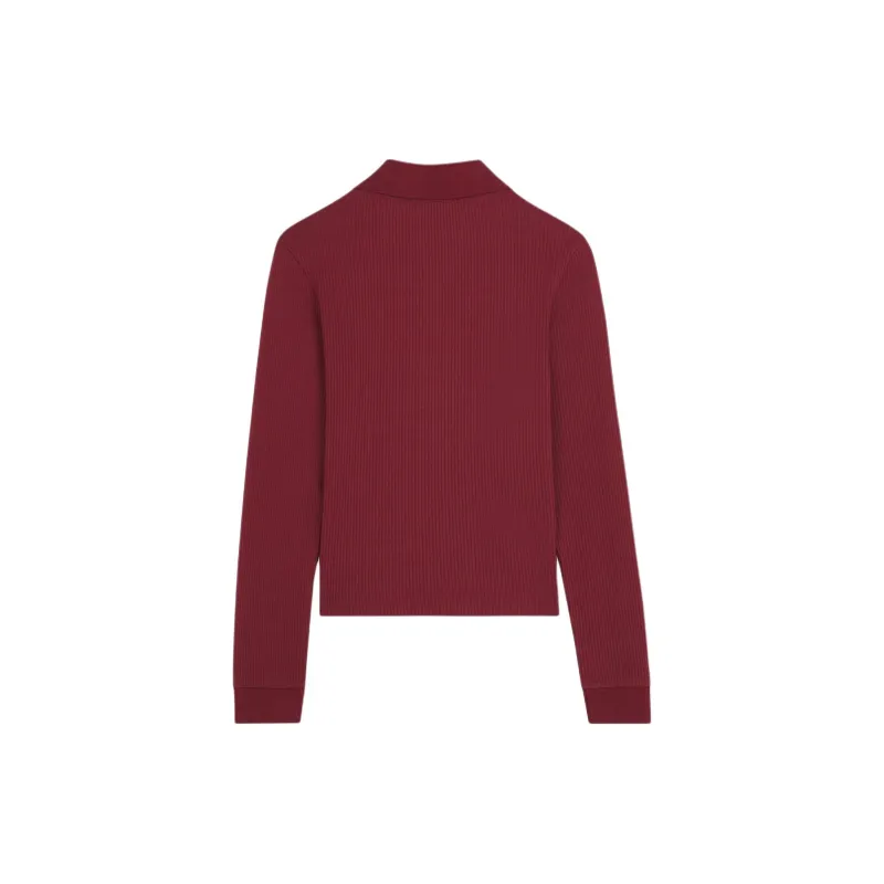 Maison Kitsune Ribbed Long Sleeved Polo Shirt-1
