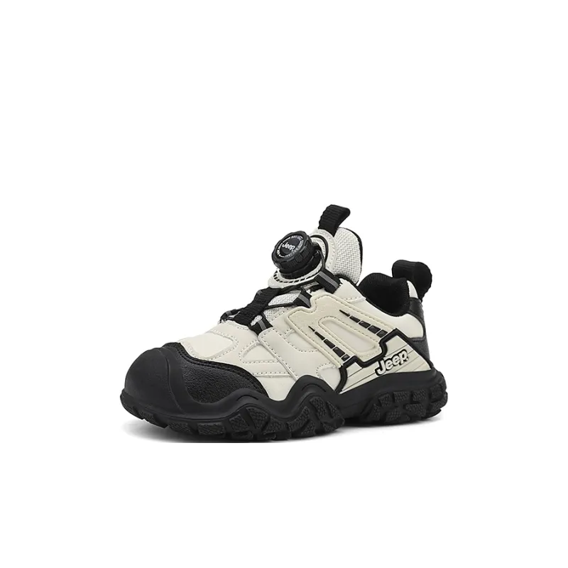 Jeep Slip Resistant Cushioning Wear Resistant Breathable Kids Lifestyle Shoes Black Beige Kids'-1