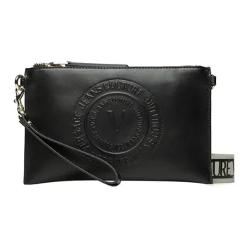 VERSACE JEANS COUTURE Faux Leather One Shoulder Crossbody Clutch Women's Black