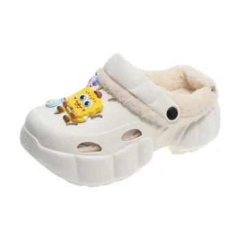 DTUTU Platform Squashy And Bouncy Feeling Comfortable Fleece Lined Warm Cotton Slippers Closed Toe Slippers Home Clogs
