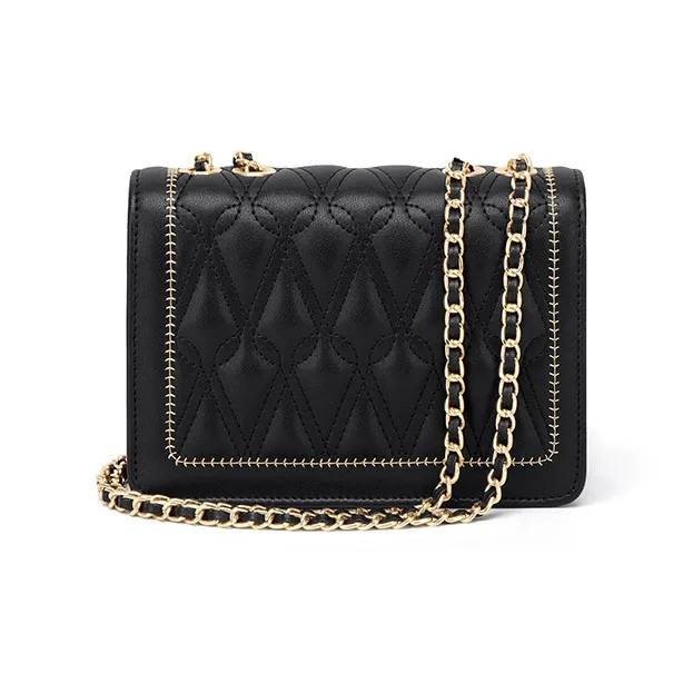 CinvaiKrose Cow Leather With Synthetic Leather Shoulder Bag Medium Size Women's Black/Ecru-3