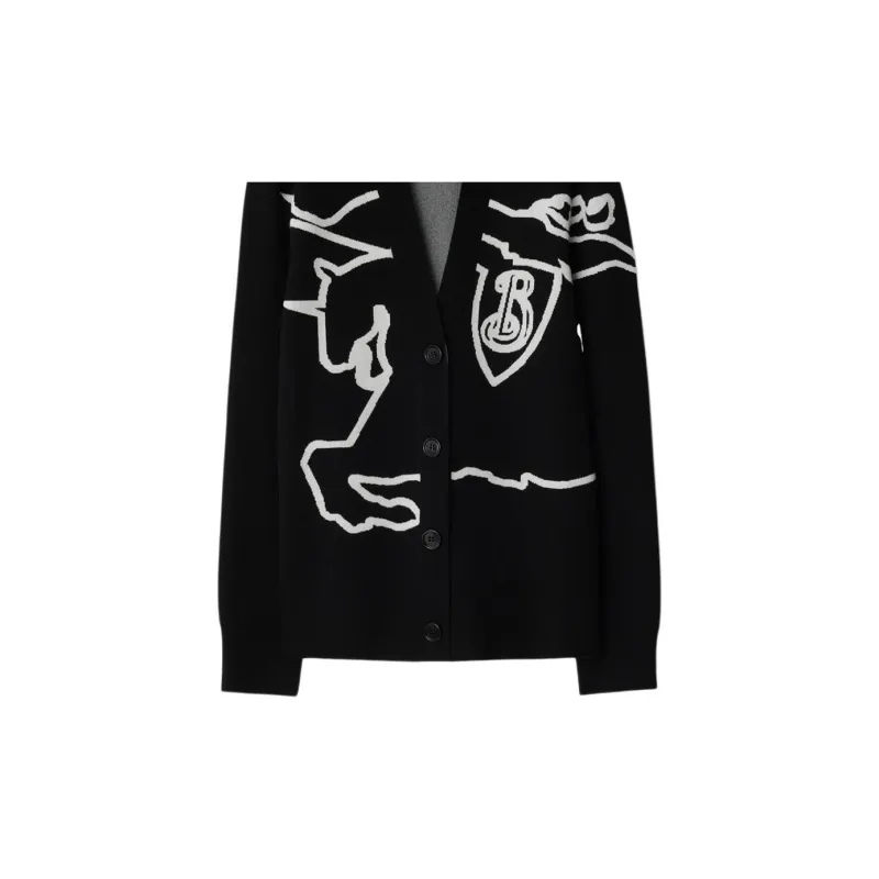 Burberry Equestrian Knight V Neck Buttoned Cardigan-5