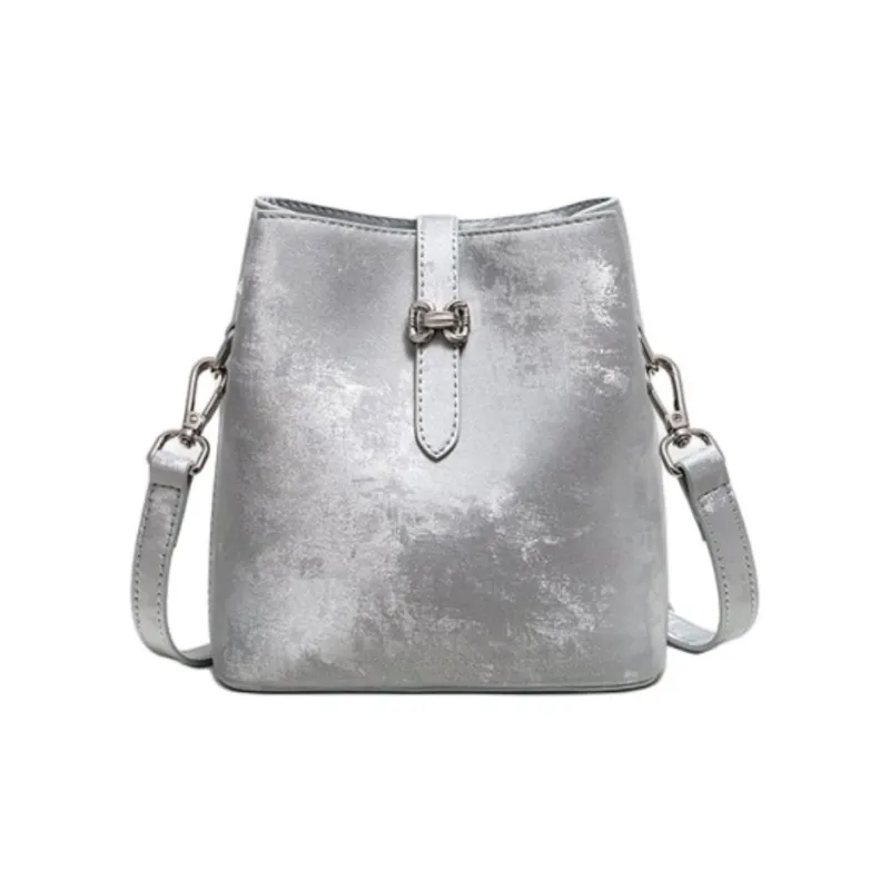 NIUMJ Synthetic Leather Handbag, Shoulder Bag, Crossbody Bag Small Size Women's Silver-1