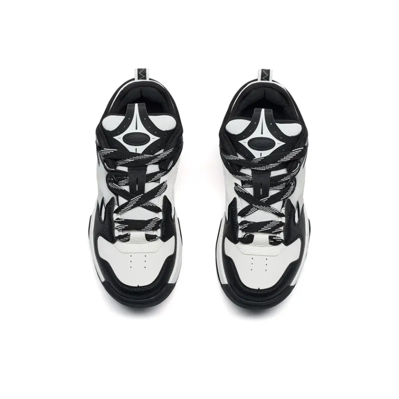 XTEP Star X Height Increasing Wear Resistant Slip Resistant Low Top Skateboard Shoes Women's Black White-4